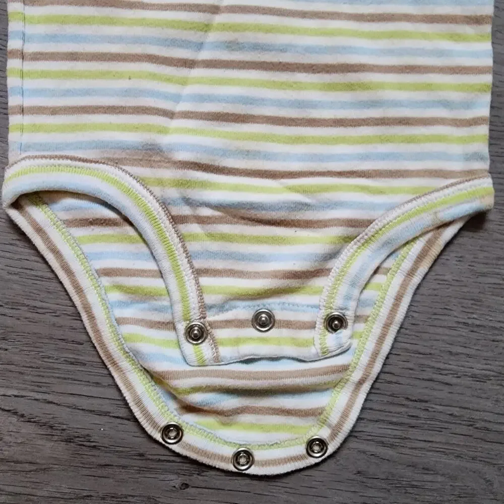 Carter's Boy's Infant Striped Short Sleeve Button Closure Bodysuit Size 6 Months